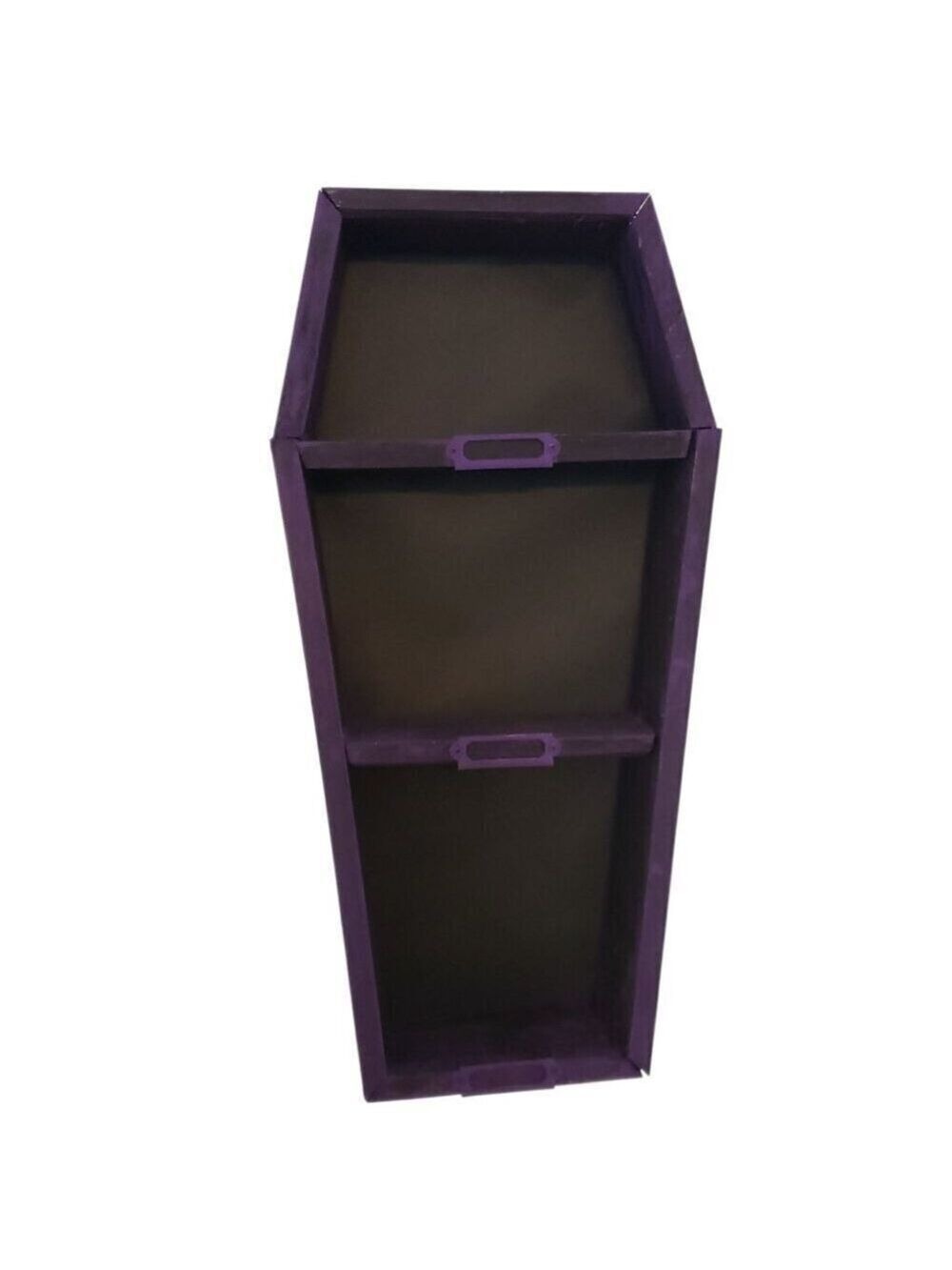 Decorative Purple & Black Cedar Coffin Shelf with Nameplates